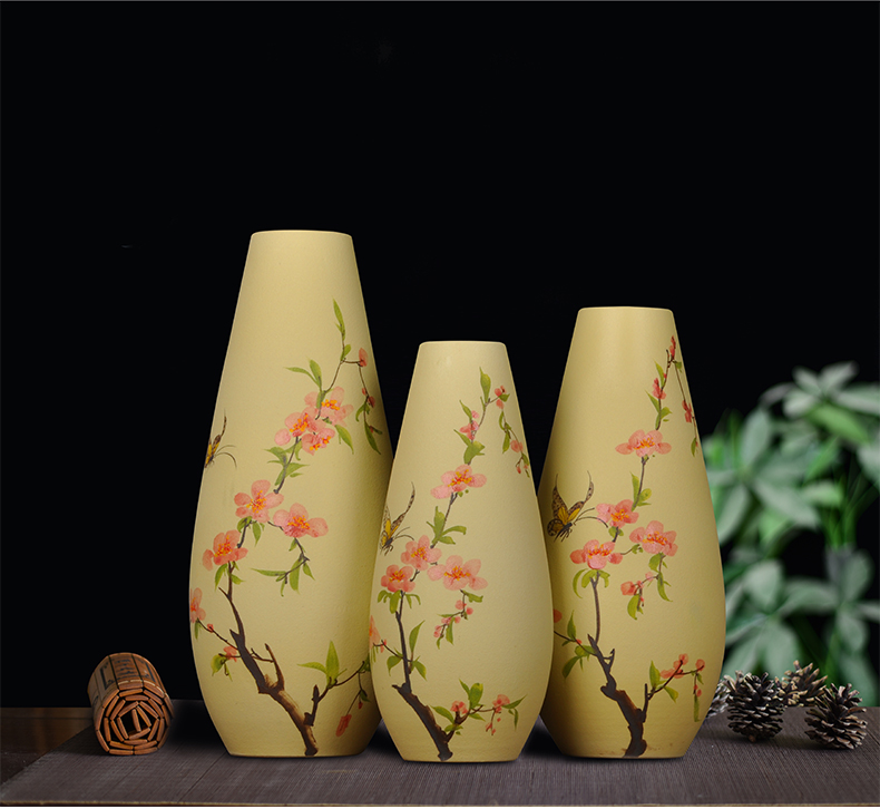 Scene, jingdezhen ceramic vase hand - made frosted three - piece handicraft furnishing articles home decoration decoration