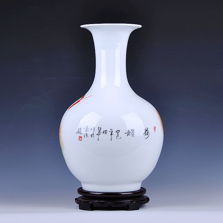Jingdezhen ceramics new Chinese hand - made famous masterpieces vase household living room TV cabinet decorative furnishing articles flower arrangement