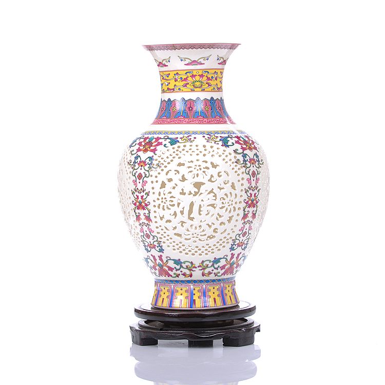 Jingdezhen ceramics ivory and exquisite hollow out of the blue and white porcelain vase classical modern household act the role ofing is tasted furnishing articles in the living room