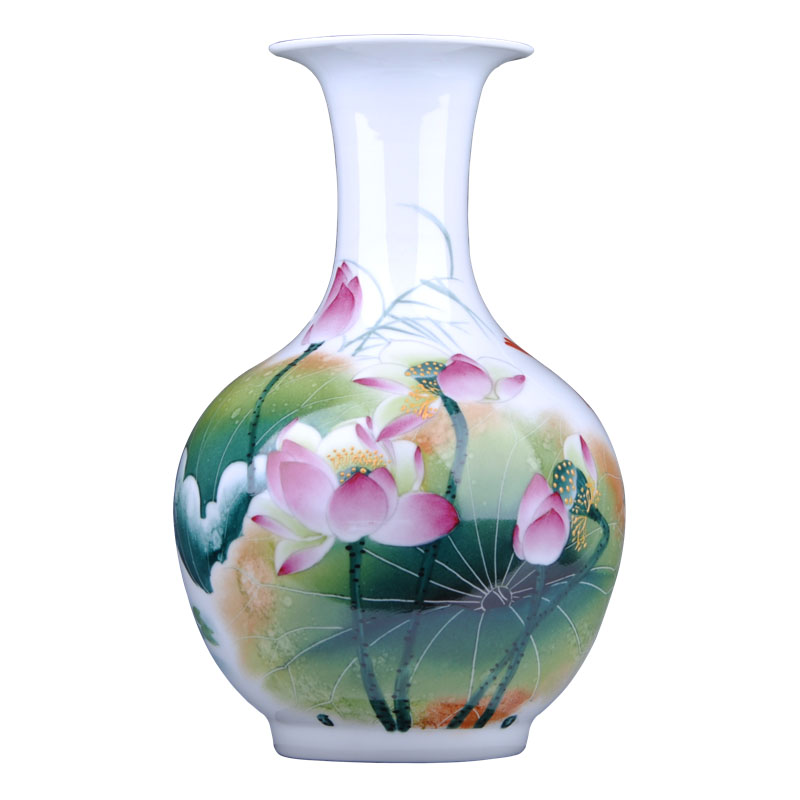 Jingdezhen ceramics new Chinese hand - made famous masterpieces vase household living room TV cabinet decorative furnishing articles flower arrangement