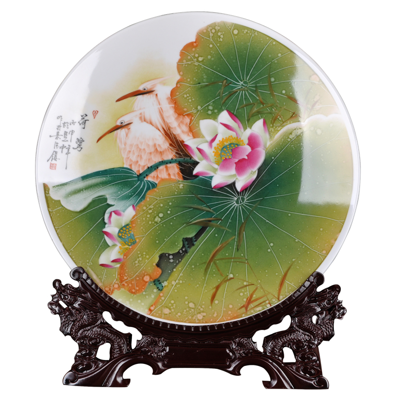 Jingdezhen ceramic vases hang dish of new Chinese style decoration plate of the sitting room TV ark, furnishing articles furnishing articles hand - made sat dish household