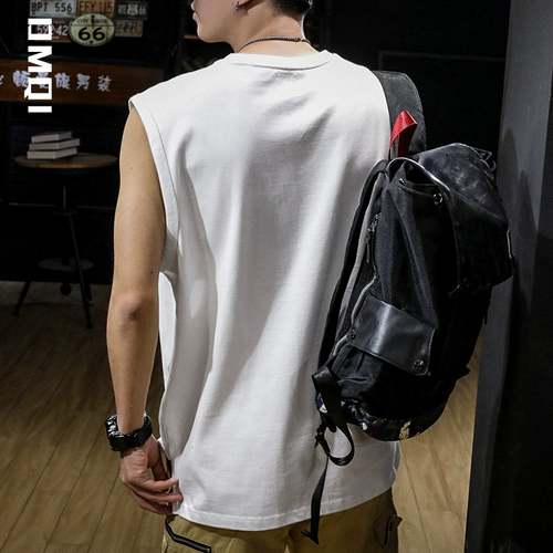 Летняя белая хлопковая футболка без рукавов, жилет, оверсайз, короткий рукав