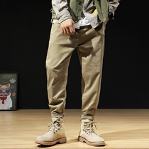  Khaki pants Mens autumn straight casual pants loose large size fat stretch Harun overalls plus fat increase