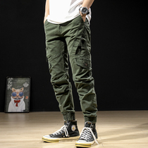 Pants mens overalls trendy brand ins bunch feet casual pants Korean version of the trend Joker slim slim pants summer thin