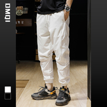 White Summer Thin Section Sports Splicing Casual Pants Men 90% Pants Tide Cards Chubby Big Code Loose bunches Pants Pants Tide