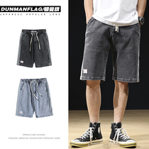 Summer thin denim shorts mens loose five-point pants Tide brand ins summer wear Korean trend pants breeches tide