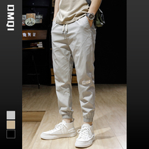 Summer thin ice silk speed dry casual pants men 90% bunches foot loose elastic big code fat Sub tide 100 lap pants