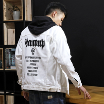 Japanese Printed Tide Brand Denim Jacket Mens Short Joker Fashion Loose Large Size Denim Jacket Mens Top