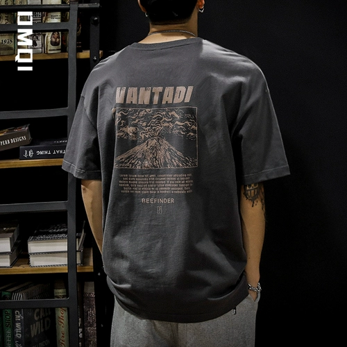 Мужская летняя хлопковая ретро футболка с коротким рукавом, большой размер, короткий рукав