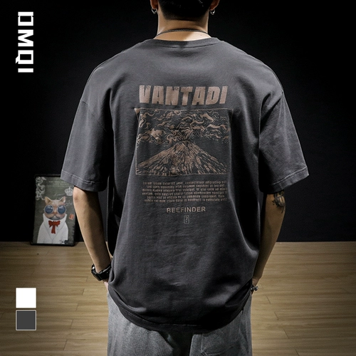 Мужская летняя хлопковая ретро футболка с коротким рукавом, большой размер, короткий рукав