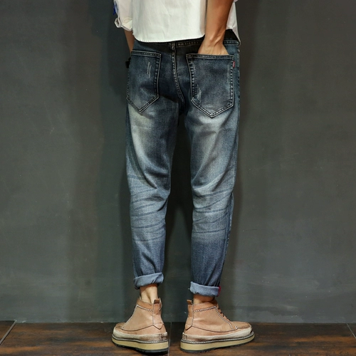 Утепленные джинсы с начесом, мужские эластичные штаны, оверсайз