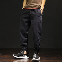  Jeans mens drawstring pants loose large size small foot pants Mens Japanese trend elastic waist fat Harem pants trend