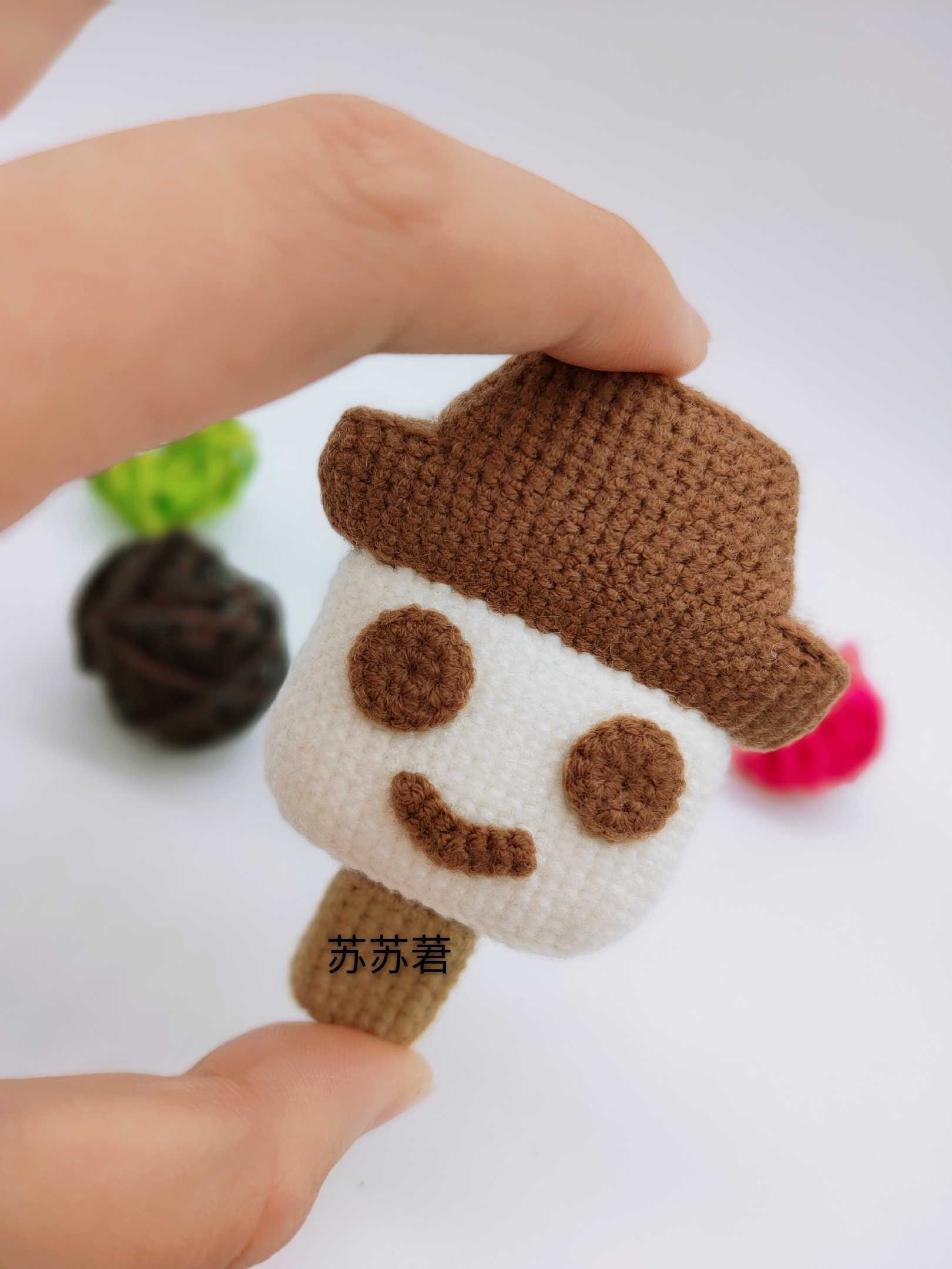 Susu Chard Original Crochet Wool Thread Weaving Small Snowy Raw Ice Cream Eva Eva Head Snowman Stick Ice Etographic Tutorial 