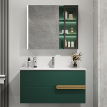 Green light luxury bathroom cabinet combination wash basin wash basin mirror cabinet integrated suite toilet modern simple