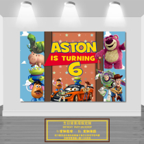 Toy Story Hudi Buas Light Year Boy Birthday Photo Poster Party Decoration Banner Custom Name Flag
