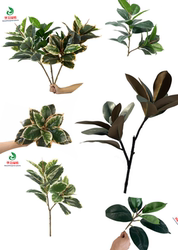 Artificial Green Plants, Artificial Rubber Tree for Landscaping and Decoration, Fake Leaves, Rubber Tree, Artificial Branches for Decoration