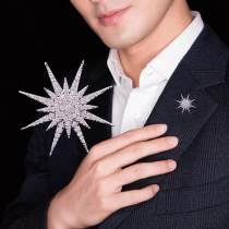 Six-star suit brooch male simple high-grade luxury pin mens corsage pin female business decoration