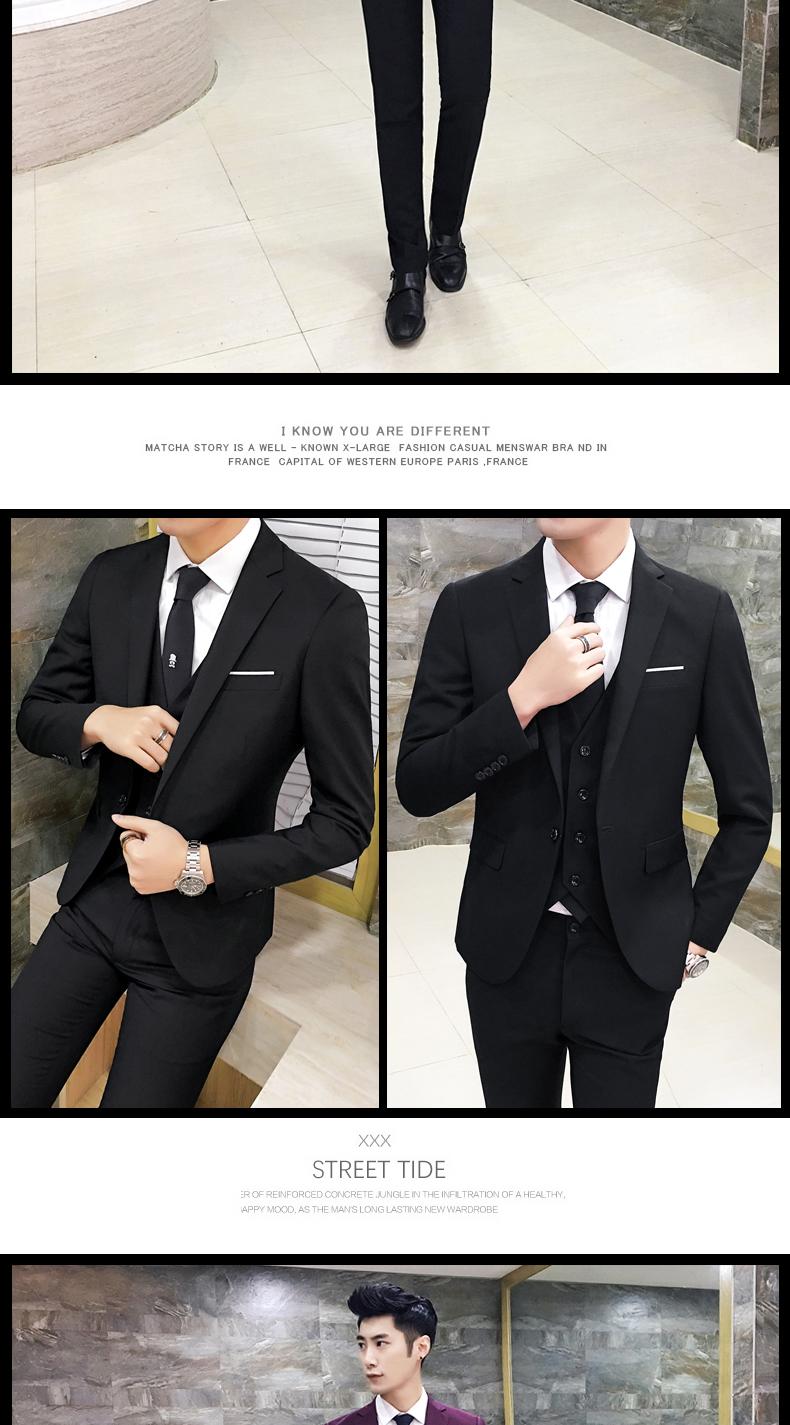 Bộ đồ ba mảnh phù hợp với giới trẻ nam phiên bản Hàn Quốc mùa xuân tự tu áo khoác blazer nam