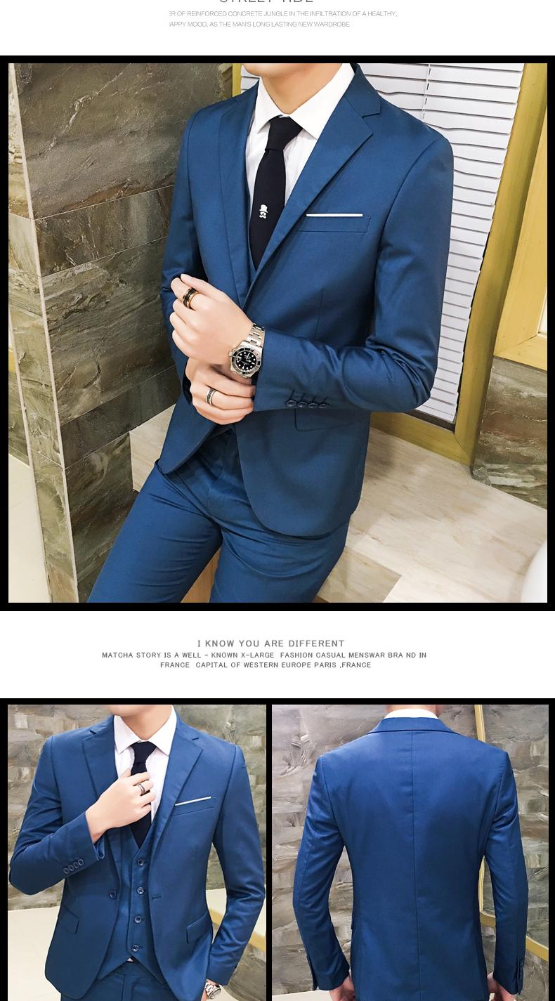 Bộ đồ ba mảnh phù hợp với giới trẻ nam phiên bản Hàn Quốc mùa xuân tự tu áo khoác blazer nam