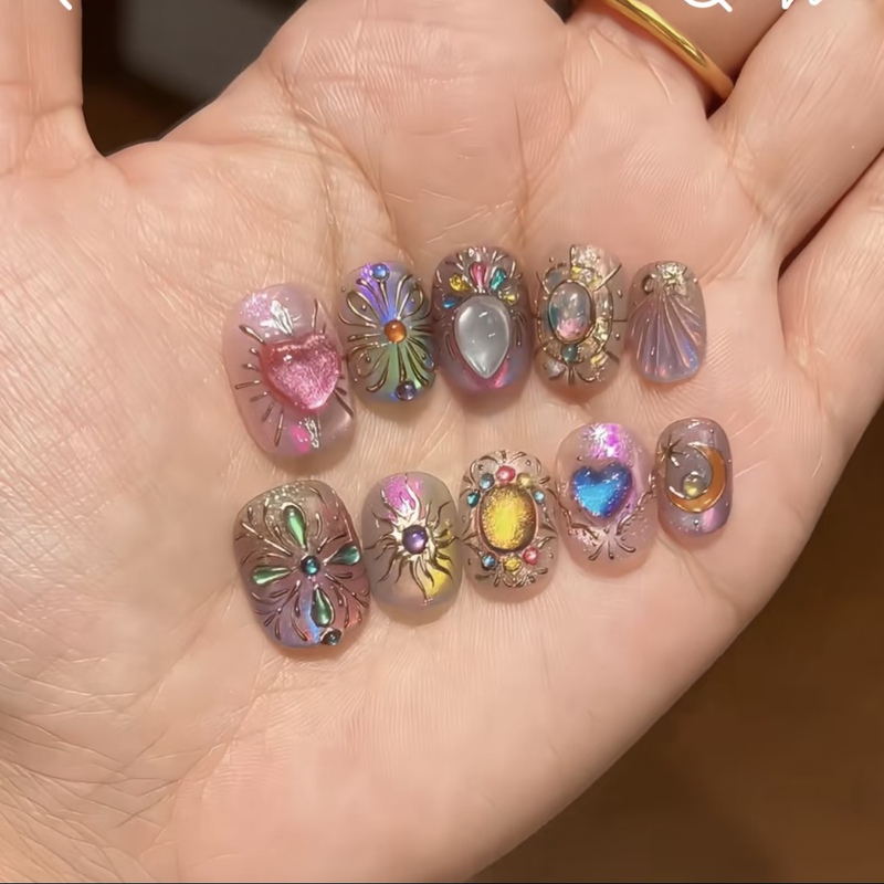 "Symphony Gem Box" Symphony Metallic Sun Heart Gemstone Vintage Wearable Nails