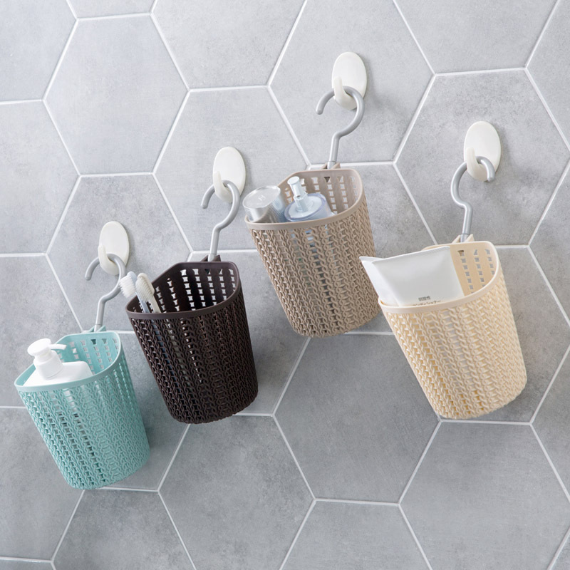 Plastic draining basket powder room bathroom wall-mounted storage basket can be hung bath small basket storage basket
