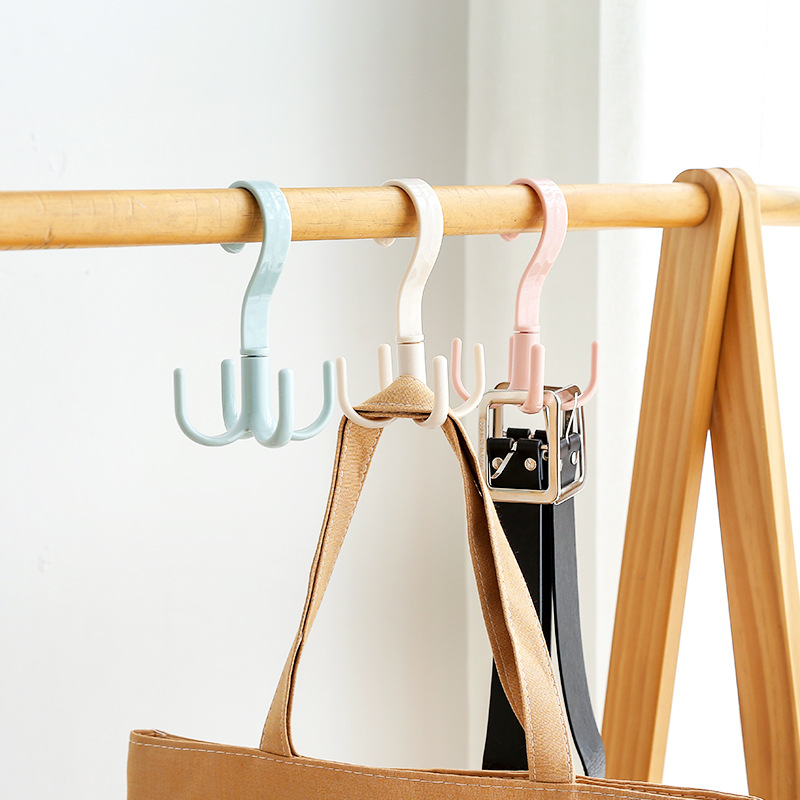 Creative rotatable four-claw bag hook slippers tie rack silk scarf coat hanger plastic hanger hanger hanger