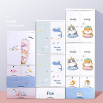 Dual-use Children Wardrobe Cartoon Baby Containing Cabinet Thickened Plastic Drawers Clothes Toy Lockers Baby Closet
