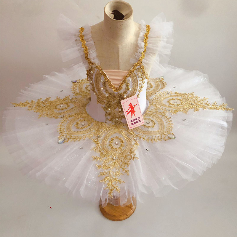 Children's Ballet Small Swan Dance Show Young Girl TUTU Skirt Performing Pompontier Dress
