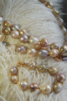 Strong luxury alcohol Italian Royal process bright light mixed color Baroque seawater pearl necklace sweater chain bracelet