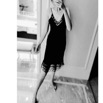 Customized as water heavy silk satin nightgown the world has fallen for you can fall into the small black skirt