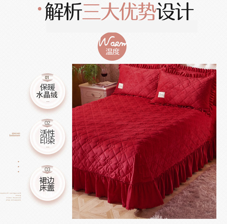 Nam Cực chần bông chăn bông trải giường đơn mảnh cao cấp dày Falais giường váy nhung dày vải lanh ra trải giường