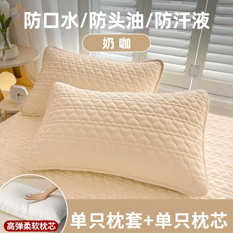 [防口水枕头套防油污隔脏枕套单个家用一对装枕芯内胆套48cmx74cm]