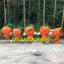 Publicity image at the gate fiberglass orange cartoon sculpture orchard farm resin fiber fruit doll ornaments