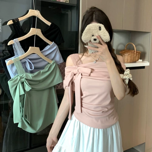 Дизайнерская футболка, размер, открытые плечи, короткий рукав, тренд сезона, по фигуре