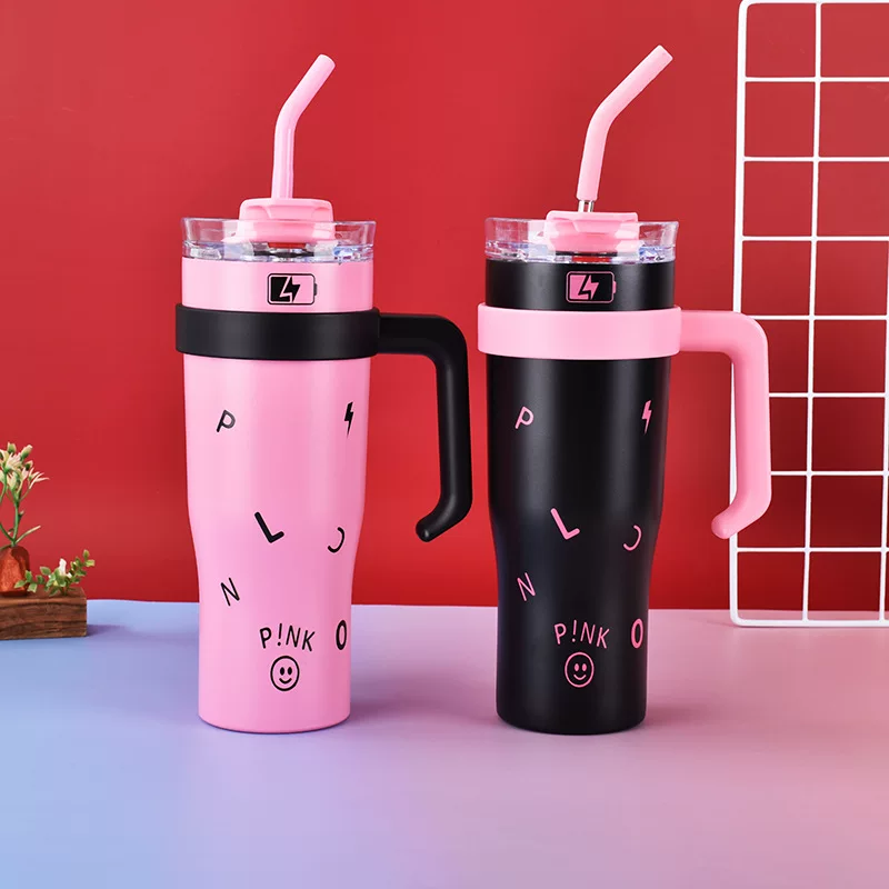 BLACKPINK 40OZ льда черная чашка Yan ценность девочки ручка трубочка чашка автомобильная портативная чашка