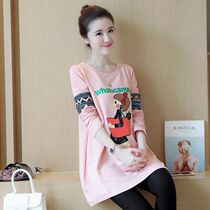 Pregnant womens autumn suit fashion net red new cotton pregnant womens tops long-sleeved skirts autumn and winter pregnant womens dresses