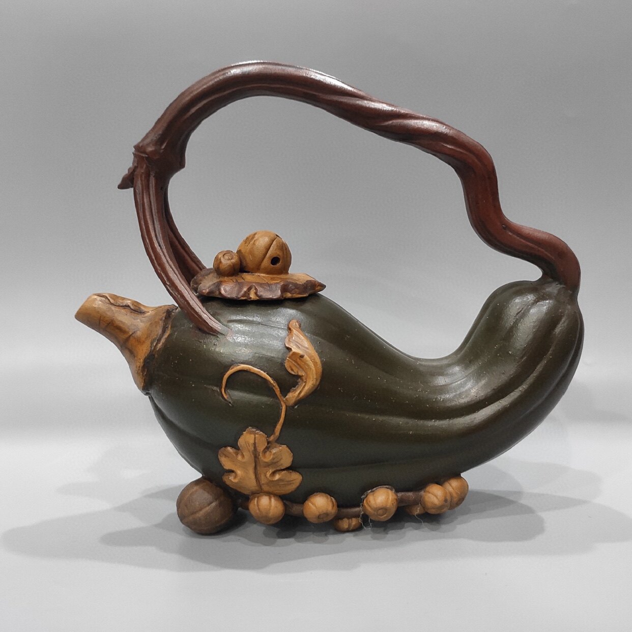 Antique Ancient Play Miscellaneous Pure Handmade Section Clay Pumpkin Shaped Purple Sand Pot Countryside Folk Old Crafts Old Goods Collection