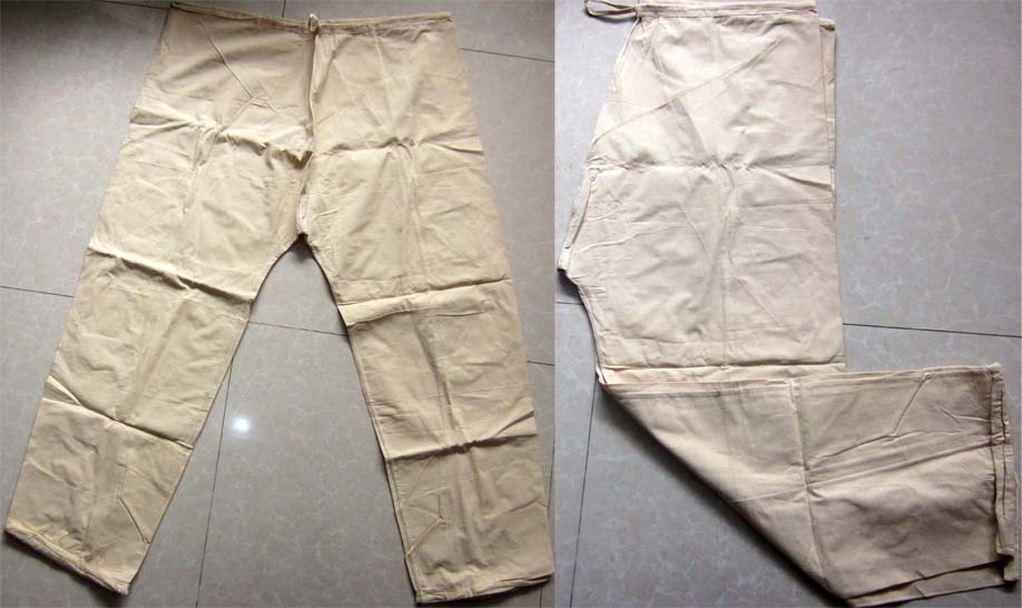 65 Style Home Pants Old BEN WHITE CLOTH FISHING PANTS MEN TYPE INNER LAP PANTS PURE COTTON RICE WHITE STRAIGHT DRUM PANTS