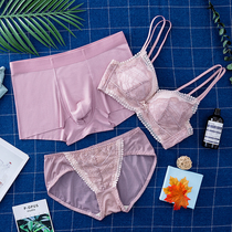 No steel ring couple underwear summer couple underwear three-piece set with bra couple bra summer underwear set