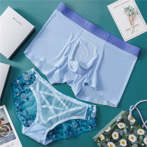 Ice silk couple panties summer new lace hot sex puzzled passion lace couple pair of underwear set