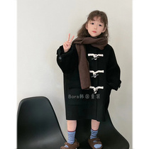 Bora Korean Korean mens and womens childrens woolen coats 2024 new spring clothes for middle-aged and older childrens western-style woolen long coats