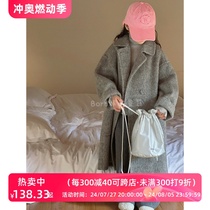 Bora Korean Korean mens and womens woolen coats little girls spring clothes middle and older childrens fashionable street woolen coats