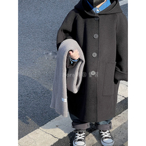 Bora Korean mens and womens fashionable woolen coats autumn and winter clothing for middle-aged and older children 2023 new long coats
