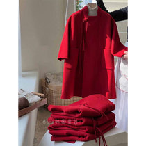 Bora Korean Korean mens and womens woolen coats autumn and winter clothing for middle and older children thickened red warm coats trendy