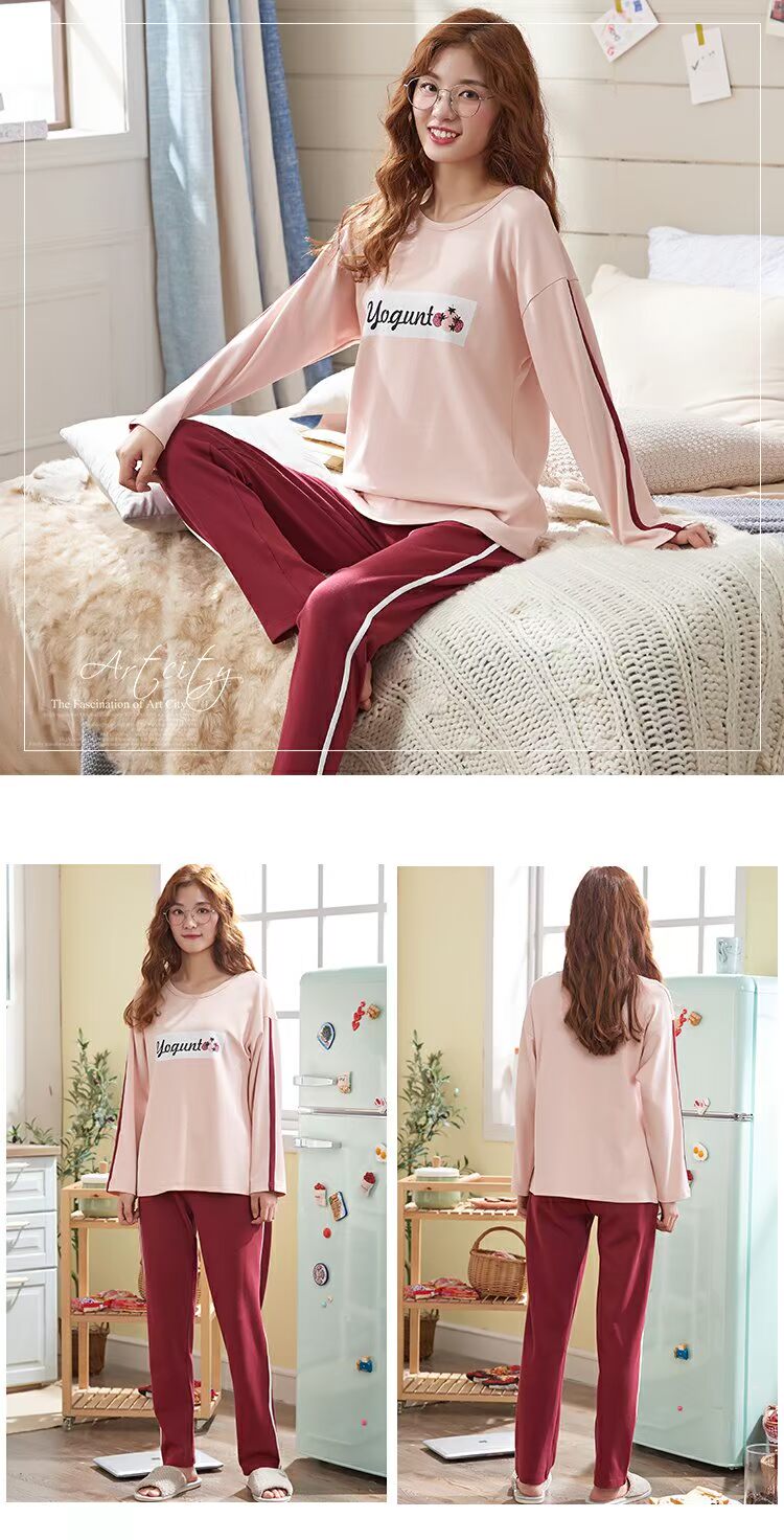 Bộ đồ ngủ nữ mùa xuân và mùa thu tay dài Bộ cotton Bộ thu đông đồ ngủ hình thú