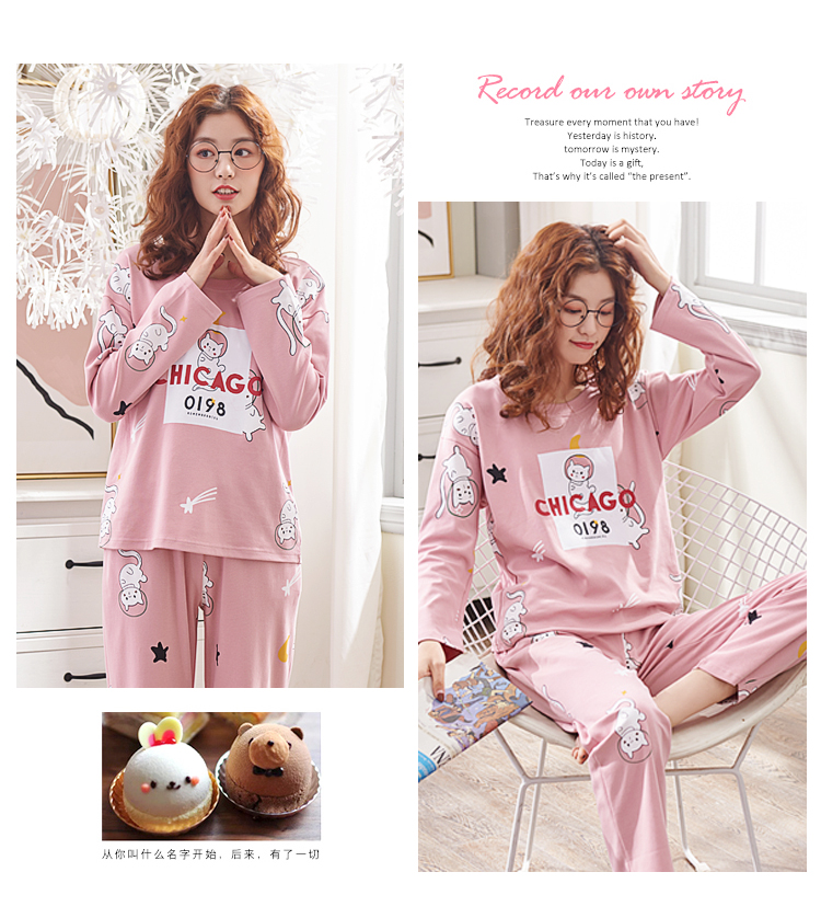 Bộ đồ ngủ nữ mùa thu và mùa đông mỏng phần cotton dài tay phù hợp với phiên bản Hàn Quốc ngọt ngào và đáng yêu có thể mặc ngoài mùa hè phục vụ tại nhà mùa thu đồ ngủ pijama