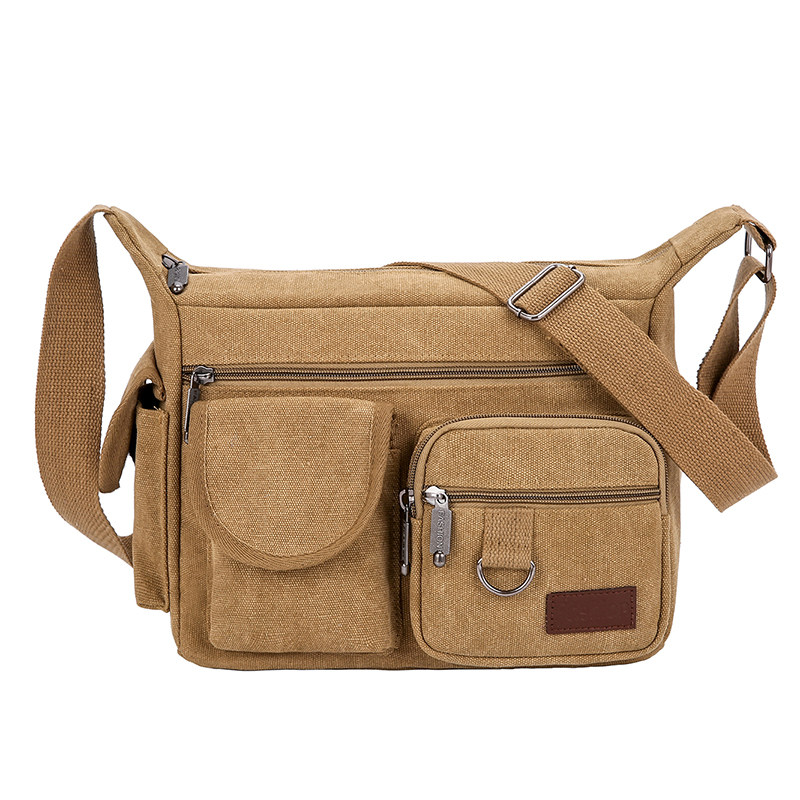Men's Trendy Canvas Bag British Fashion Shoulder Bag Men's Korean Outdoor Leisure Bag Student All-Match Messenger Bag