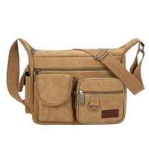  Mens trend canvas bag British fashion shoulder bag Mens Korean outdoor leisure bag student wild messenger bag