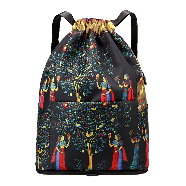 ກະເປົາເດີນທາງນອກ ພັບໄດ້ drawstring backpack ສໍາລັບແມ່ຍິງທີ່ມີຄວາມອາດສາມາດຂະຫນາດໃຫຍ່ drawstring pocket ສໍາລັບແມ່ຍິງຊົນເຜົ່າ backpack Fitness ຖົງເກັບຮັກສາ