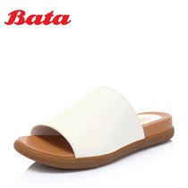 Bata cupping 2022 summer new special cabinet with the same style casual flat heel heels genuine leather slippers AZ16BT8